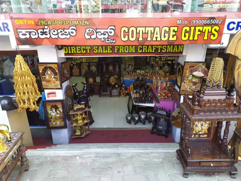 the storefront of "Cottage Gifts," a handicraft exporter on Metagalli. The shop sells gifts and other handcrafted items, with a sign indicating "DIRECT SALE FROM CRAFTSMAN." This business could be a client of Aspire Digital Solutions.