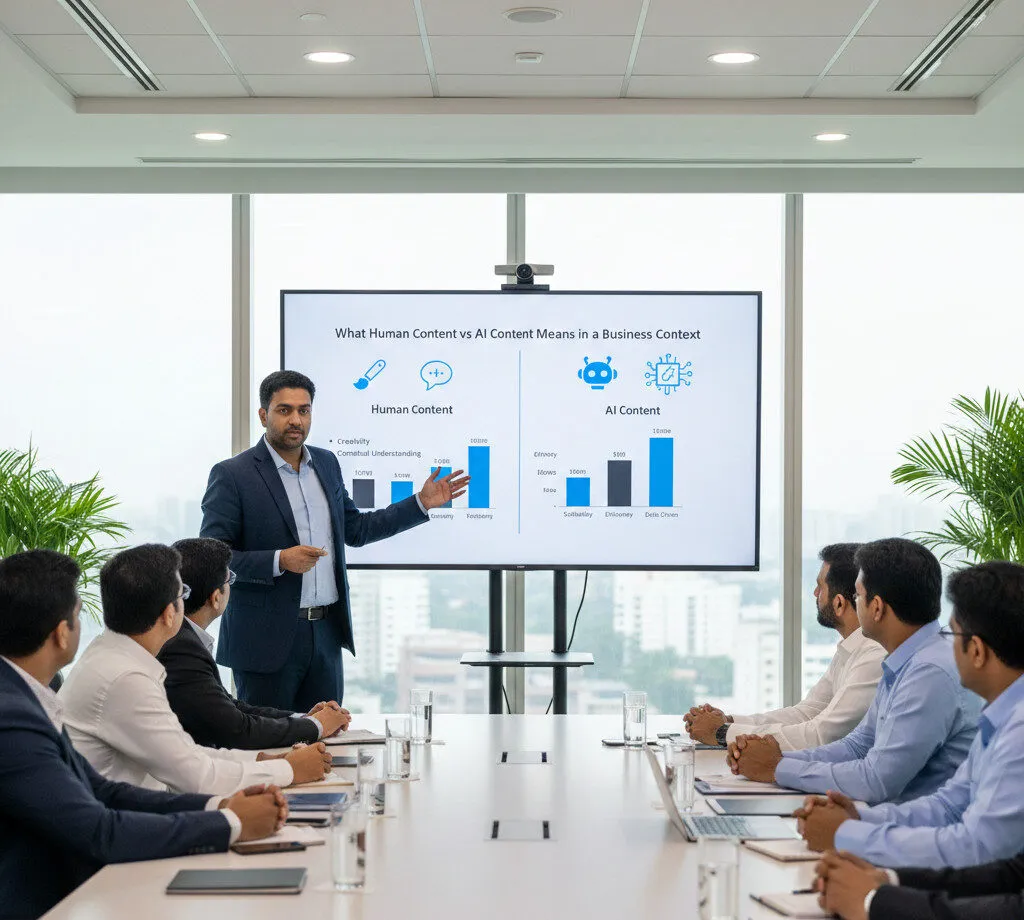 Human Content vs AI Content: What Actually Ranks Better – What Human vs AI Content Means in a Business Context