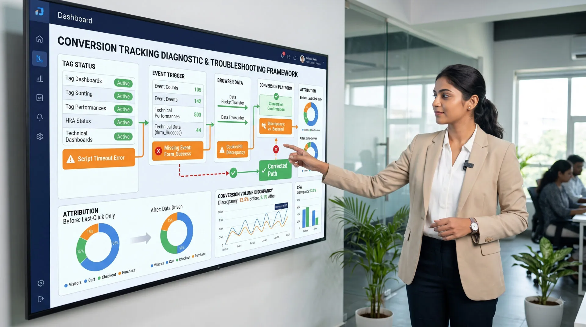 Marketing data integrity analytics dashboard