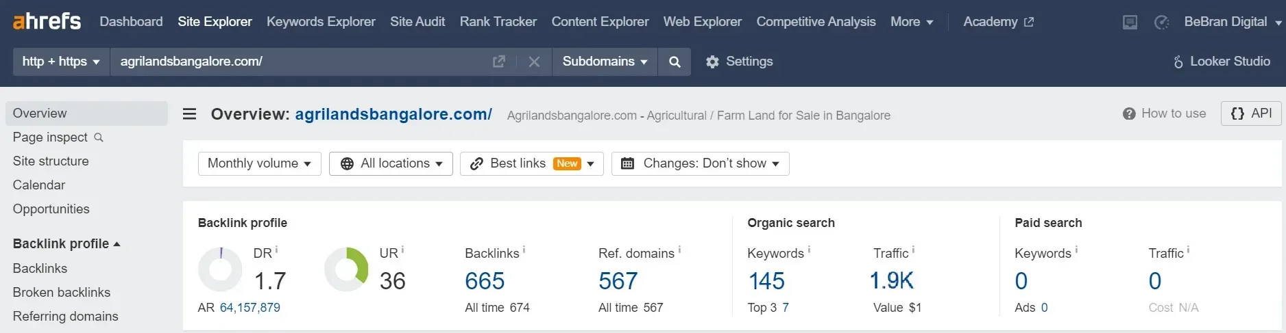 Agrilands Bangalore SEO screenshots