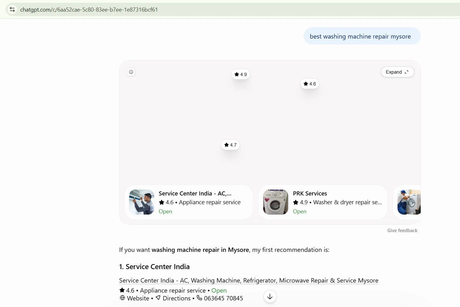 AI-search screenshot